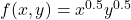 f(x, y) = x^{0.5} y^{0.5}