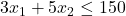 3x_1+5x_2\le150